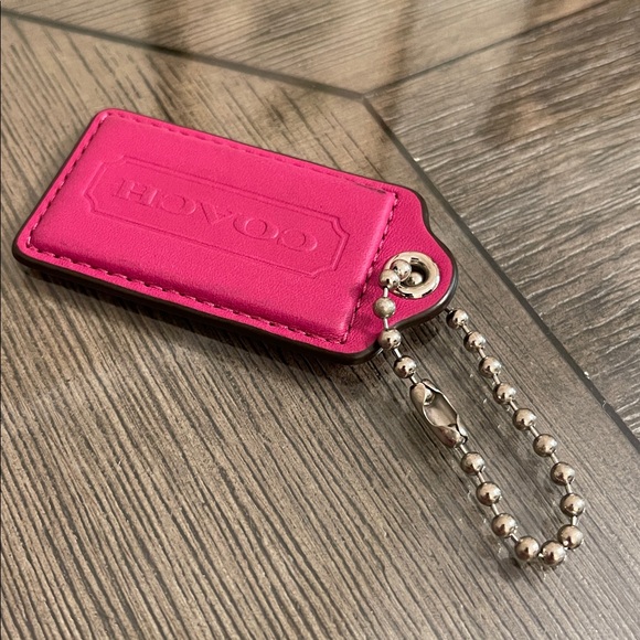 Coach Pink - Fuchsia Large Hangtag Leather Keychain - Picture 11 of 14